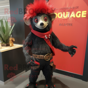 Rød Aye-Aye maskot kostume...