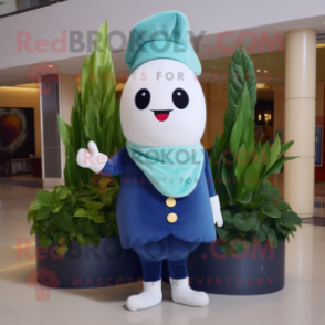 Navy Radish mascot costume character dressed with a Bootcut Jeans and Scarf clips