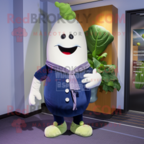 Navy Radish mascot costume character dressed with a Bootcut Jeans and Scarf clips