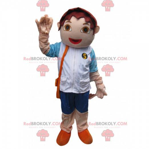 Kleine bruine jongen mascotte. Bruin jongenskostuum -