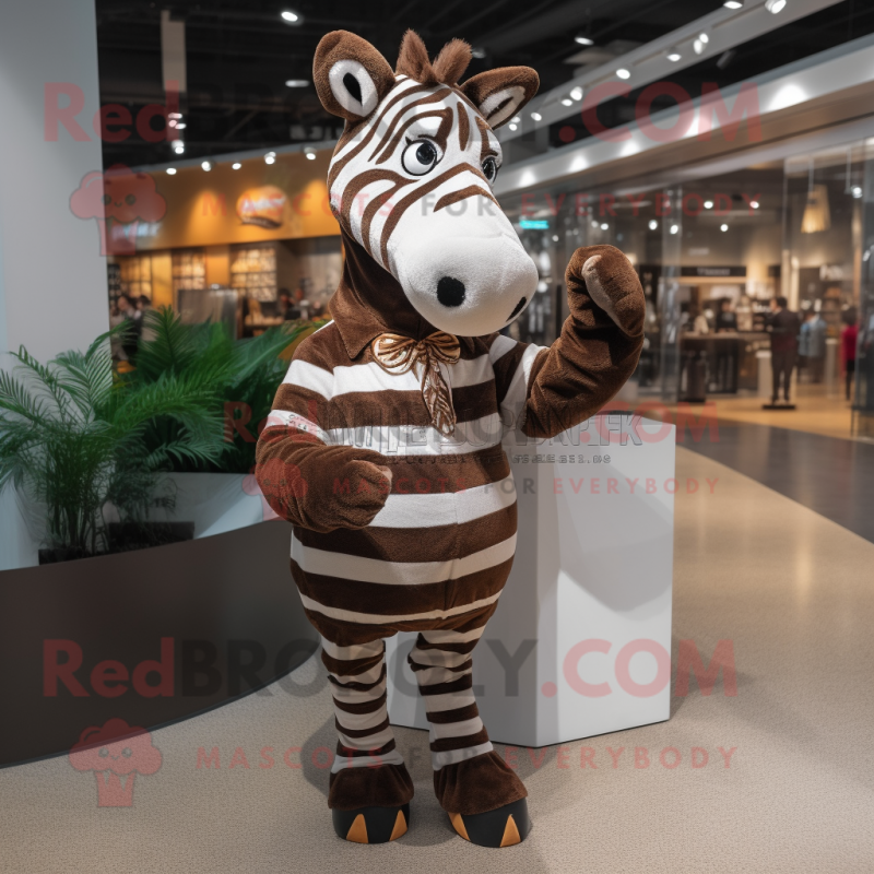 Brown Zebra mascot costume character dressed with a Dress Shirt and Cummerbunds Brown Zebra mascot costume character dressed with a Dress Shirt and Cummerbunds