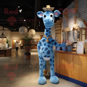 Blå Giraffe maskot kostume...