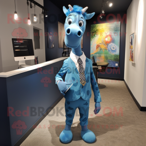 Blå Giraffe maskot kostym...