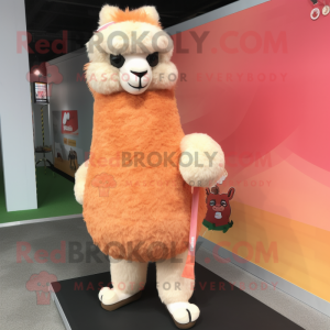 Peach Alpaca maskot kostym...