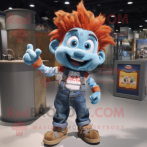 Rust Bracelet mascot costume character dressed with a Denim Shorts and Hair clips