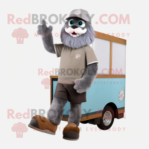 Gray Ice mascot costume character dressed with a Cargo Shorts and Anklets