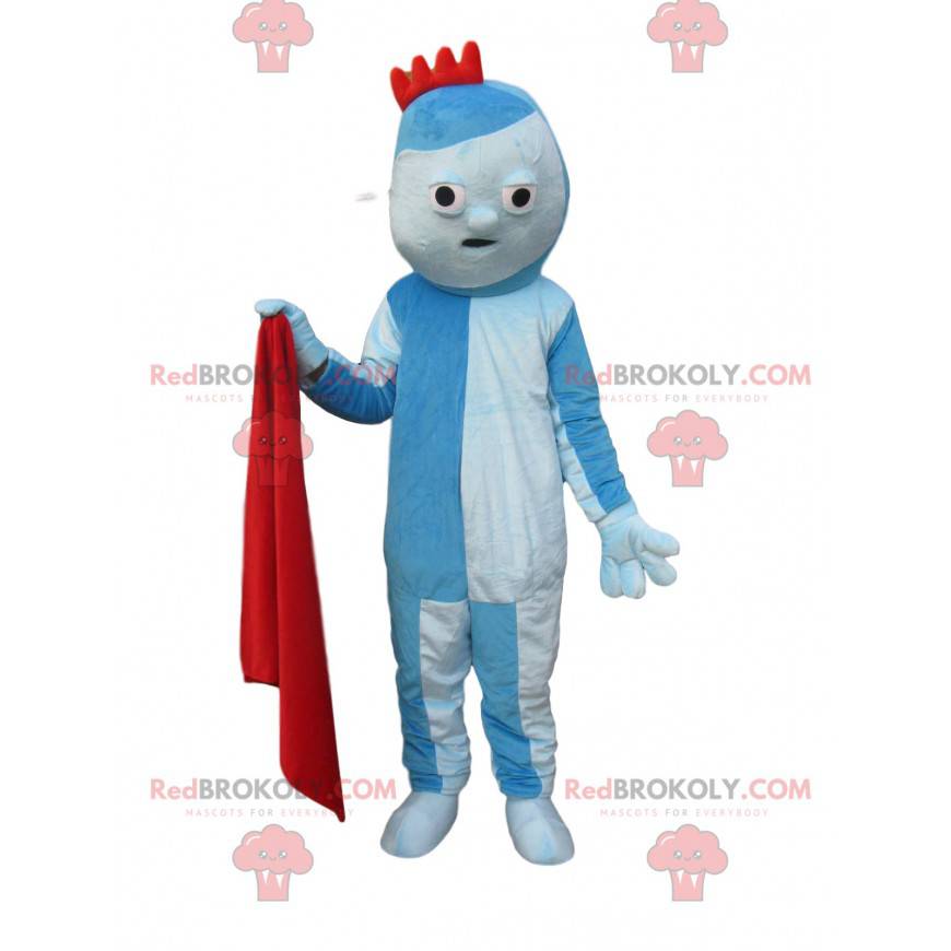 Mascote original do personagem azul com uma pequena coroa Mascote original do personagem azul com uma pequena coroa