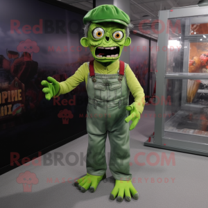 Grønn zombiemaskot kostyme...