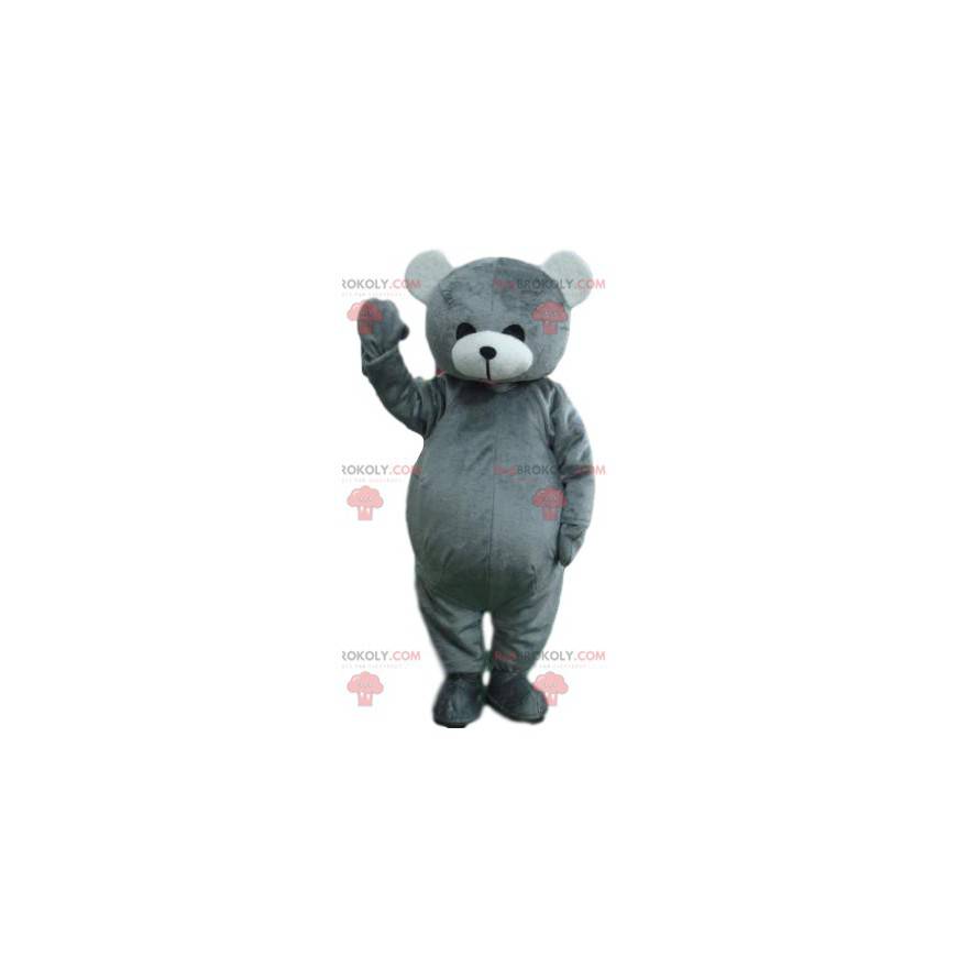 Gray bear mascot touching. Teddy bear costume - Redbrokoly.com