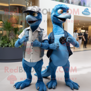 Blauw Deinonychus mascotte...