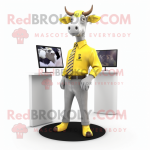 Gul Zebu maskot drakt figur...