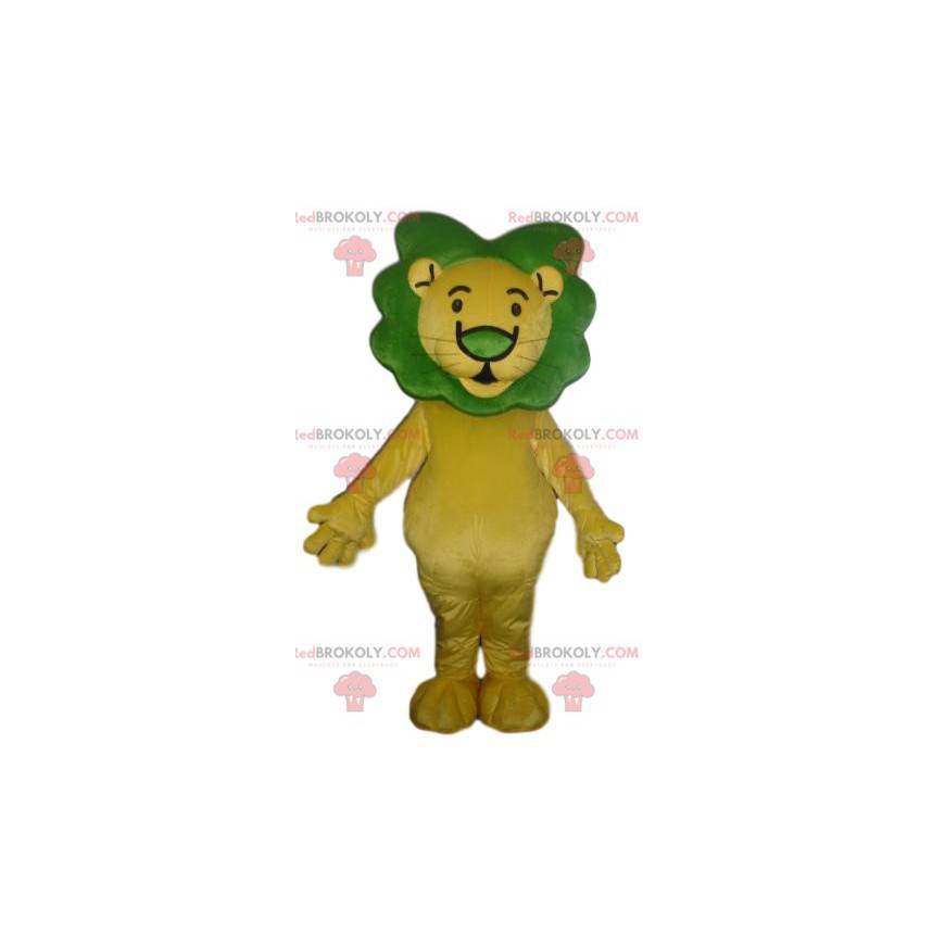 Mascotte de lion jaune avec une crinière verte - Redbrokoly.com Mascotte de lion jaune avec une crinière verte - Redbrokoly.com