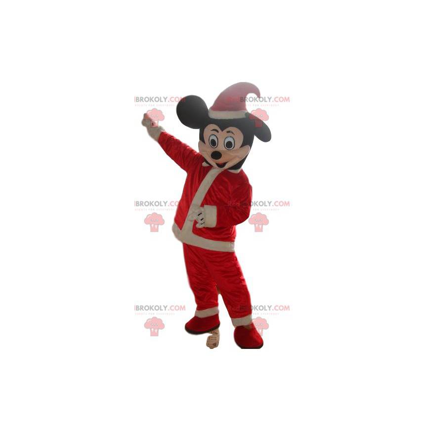 Mascotte de Mickey Mouse, en tenue de Père Noël - Redbrokoly.com