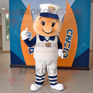 Navy Ice Cream Cone mascot costume character dressed with a Corduroy Pants and Headbands