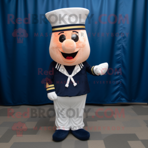 Navy Ice Cream Cone mascot costume character dressed with a Corduroy Pants and Headbands