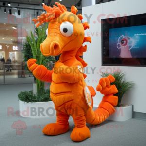 Orange Seahorse mascotte...