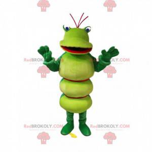 Mascot green caterpillar with a beautiful smile - Redbrokoly.com
