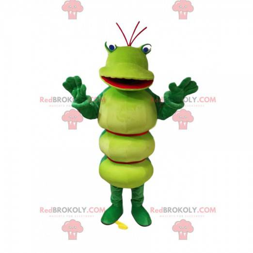 Groene rups mascotte met een mooie glimlach - Redbrokoly.com