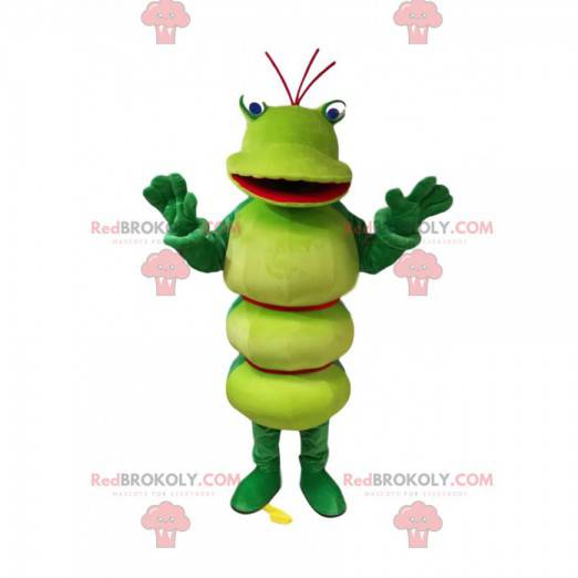 Mascotte bruco verde con un bel sorriso - Redbrokoly.com