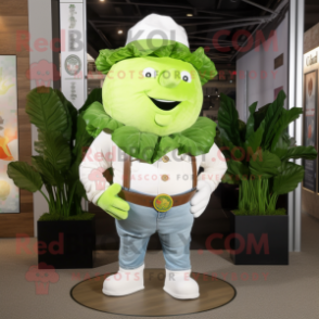 White Corned Beef And Cabbage mascot costume character dressed with a Flare Jeans and Cufflinks