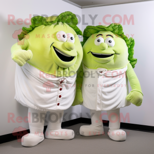 White Corned Beef And Cabbage mascot costume character dressed with a Flare Jeans and Cufflinks