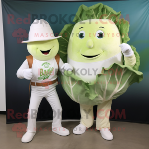 White Corned Beef And Cabbage mascot costume character dressed with a Flare Jeans and Cufflinks