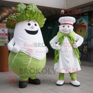 White Corned Beef And Cabbage mascot costume character dressed with a Flare Jeans and Cufflinks