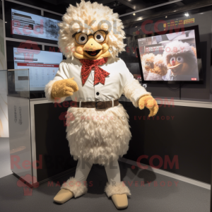 Beige Fried Chicken mascot costume character dressed with a Culottes and Watches