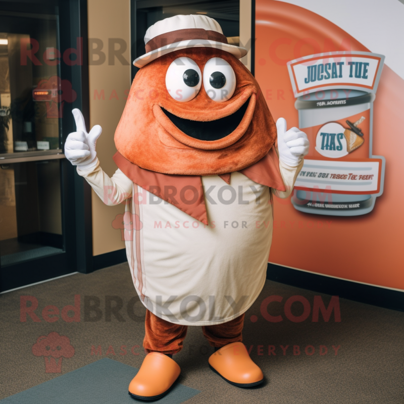 Rust Clam Chowder mascot costume character dressed with a T-Shirt and Ties