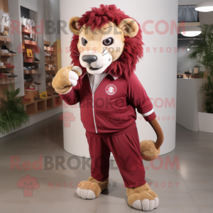 Maroon Lion maskot kostume...