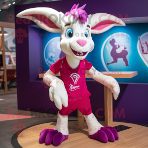 Magenta Goat mascot costume character dressed with a Shorts and Bow ties