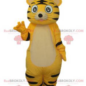 Mascote tigre amarelo e preto fofo - Redbrokoly.com