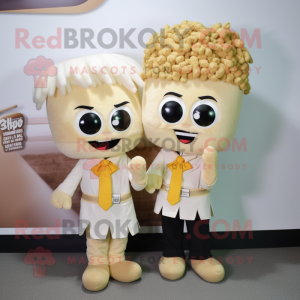 Tan Pop Corn maskot kostume...