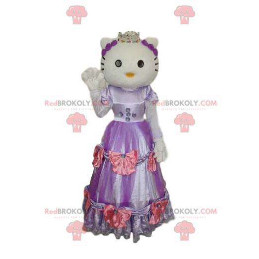 Hallo Kitty Maskottchen mit einem lila und rosa Kleid -