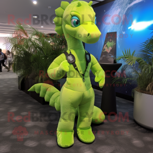 Lime Green Seahorse maskot...