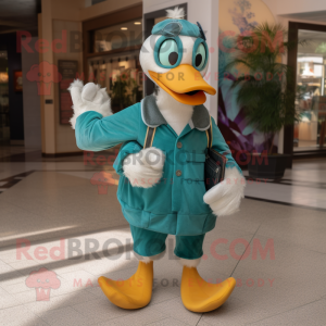 Teal Goose mascotte kostuum...