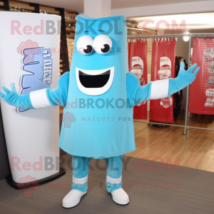 Sky Blue Bbq Ribs mascot costume character dressed with a Long Sleeve Tee and Lapel pins