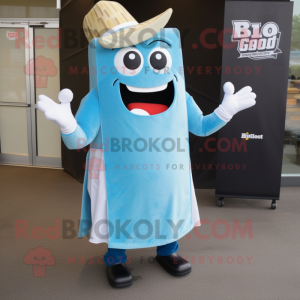 Sky Blue Bbq Ribs mascot costume character dressed with a Long Sleeve Tee and Lapel pins