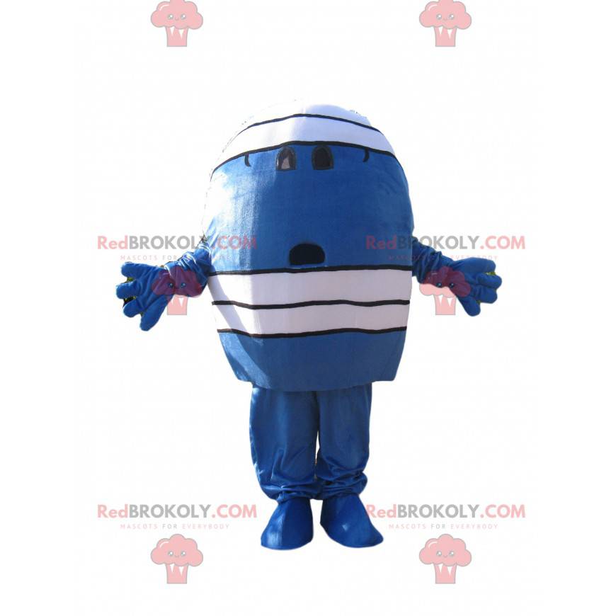 Mascota de personaje azul con una venda blanca. - Redbrokoly.com