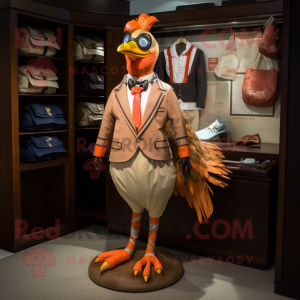Peach Pheasant mascot costume character dressed with a Shorts and Ties