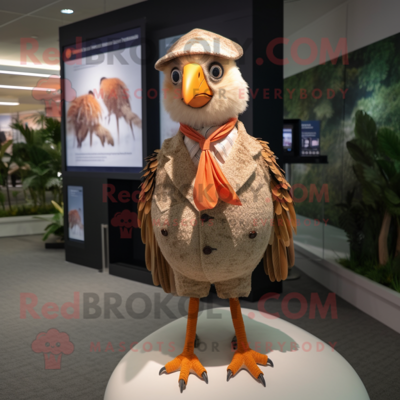 Peach Pheasant mascot costume character dressed with a Shorts and Ties Peach Pheasant mascot costume character dressed with a Shorts and Ties