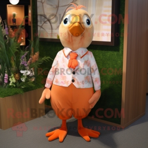 Peach Pheasant mascot costume character dressed with a Shorts and Ties