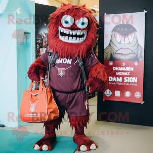 Maroon Demon maskot kostym...