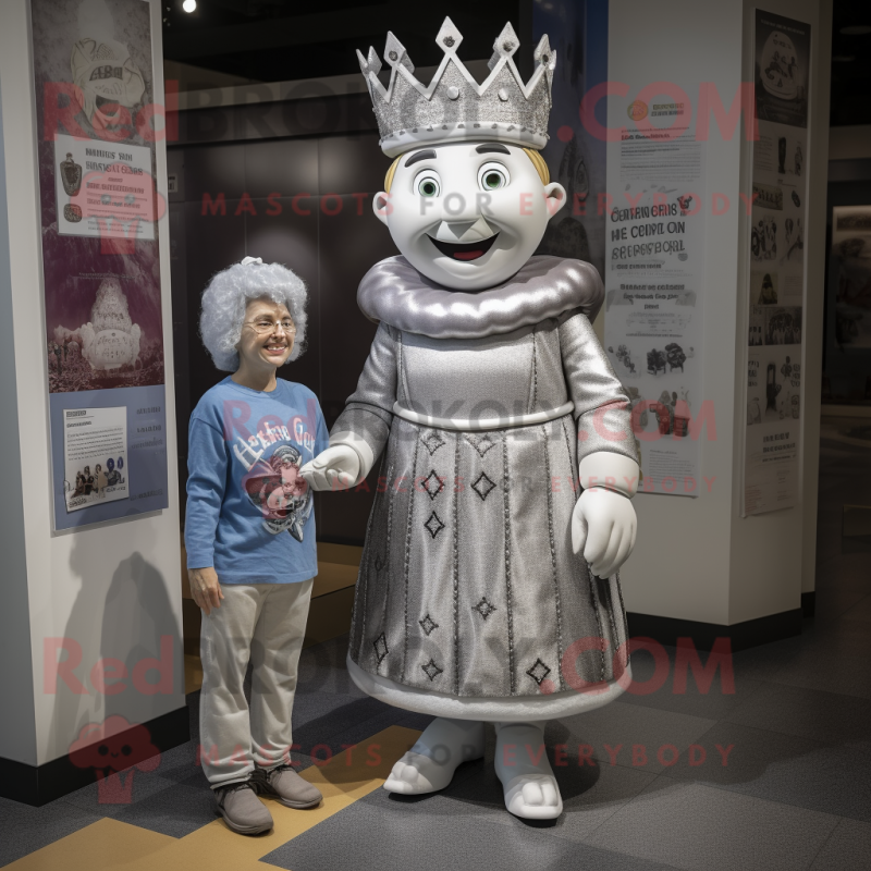 Silver Queen mascot costume character dressed with a Oxford Shirt and Anklets Silver Queen mascot costume character dressed with a Oxford Shirt and Anklets