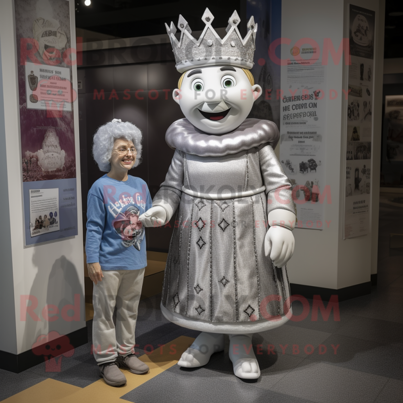 Silver Queen mascot costume character dressed with a Oxford Shirt and Anklets