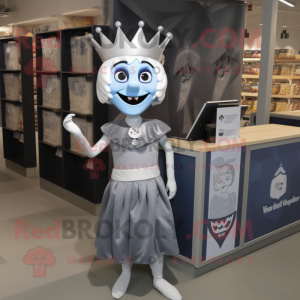 Silver Queen mascot costume character dressed with a Oxford Shirt and Anklets