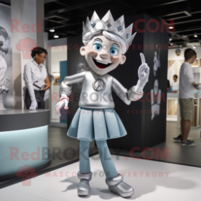 Silver Queen mascot costume character dressed with a Oxford Shirt and Anklets