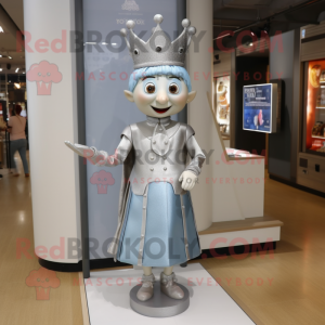 Silver Queen mascot costume character dressed with a Oxford Shirt and Anklets