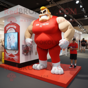 Red Strongman maskot drakt...