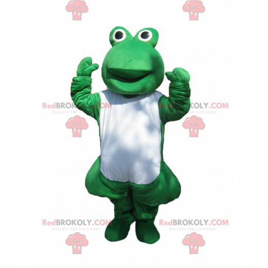Groene en witte kikker mascotte - Redbrokoly.com